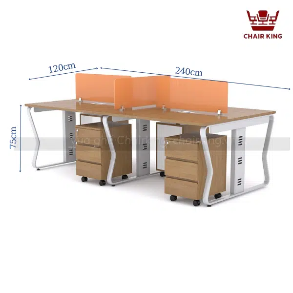 Module bàn làm việc 4 người chân U Uốn Kate MDC-UN4T