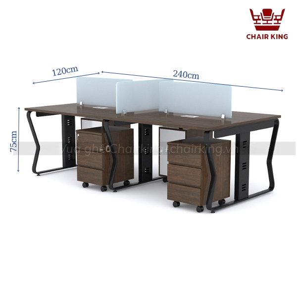 Module bàn làm việc 4 người chân U uốn Kate MDC-UN4D