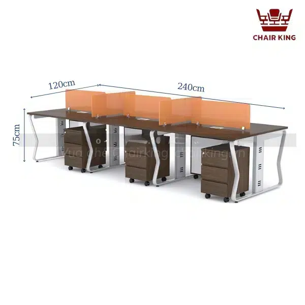 Module bàn làm việc 6 người chân U uốn Kate MDC-UN6D